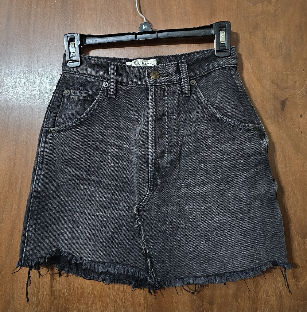 We The Free Black Jean Skirt